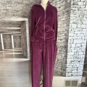 PINK Victoria's Secret Maroon Velour Jogger Set